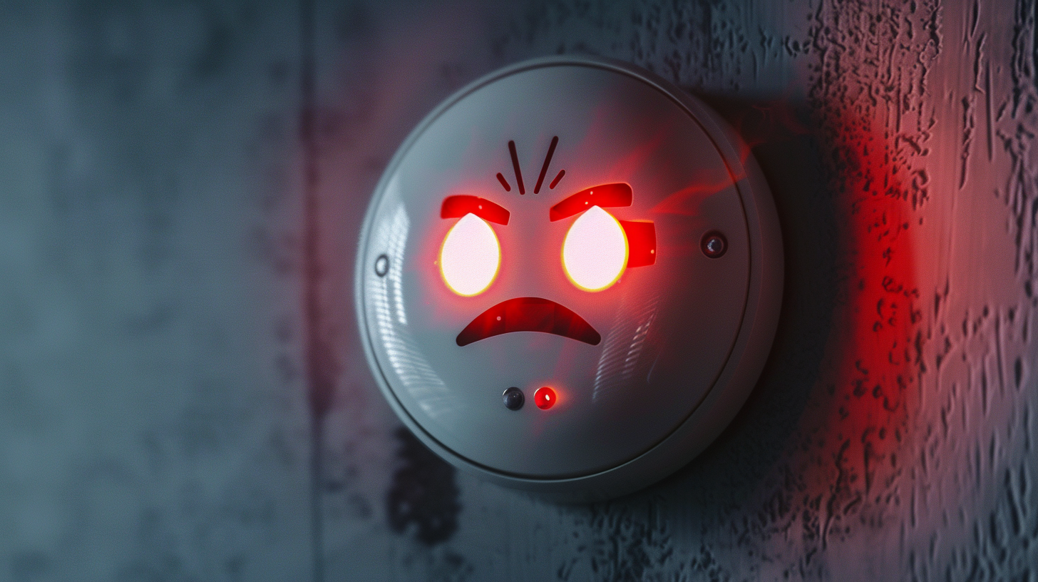 A carbon monoxide detective with a warning face
