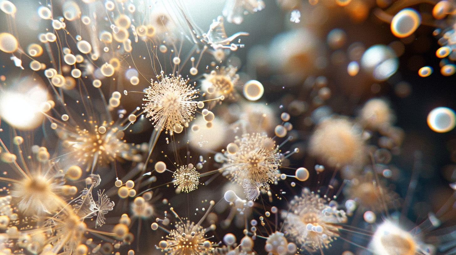 A close up of dust particles