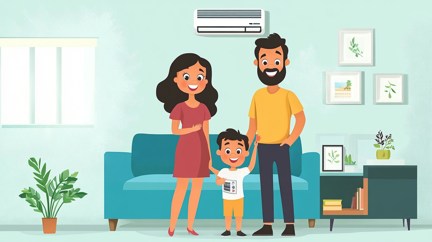 A family enjoying clean air in their home