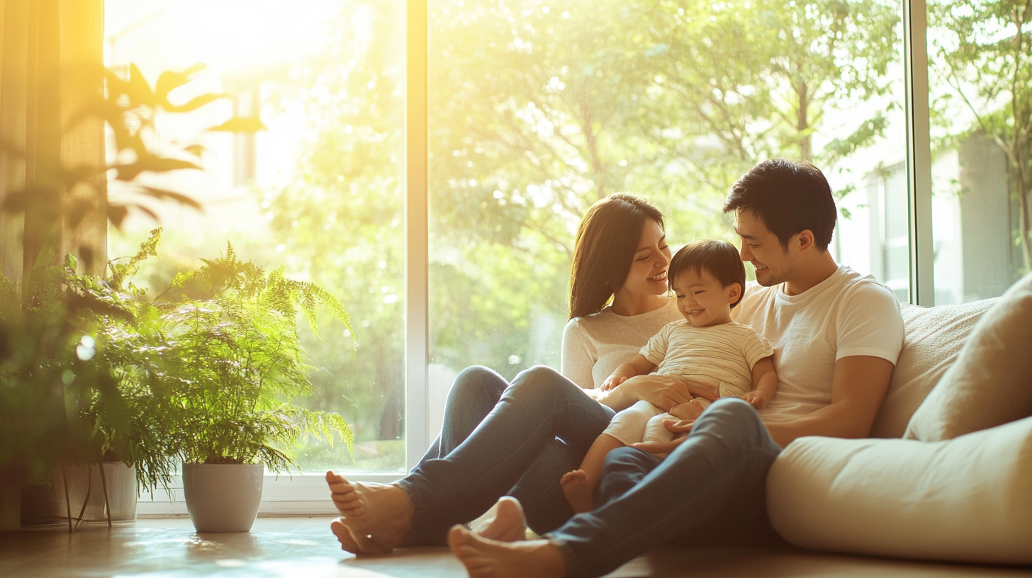 A familly enjoing their clean home after a dryer vent cleaning