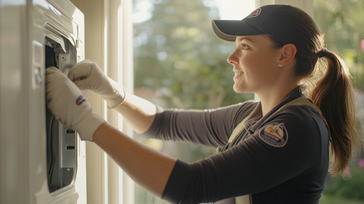 An Ocala Drymaster technician working on a dryer vent cleaning