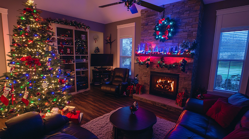 A nicely decorated home for the holidays that is able to be enjoyed peacefully thanks to air duct cleaning