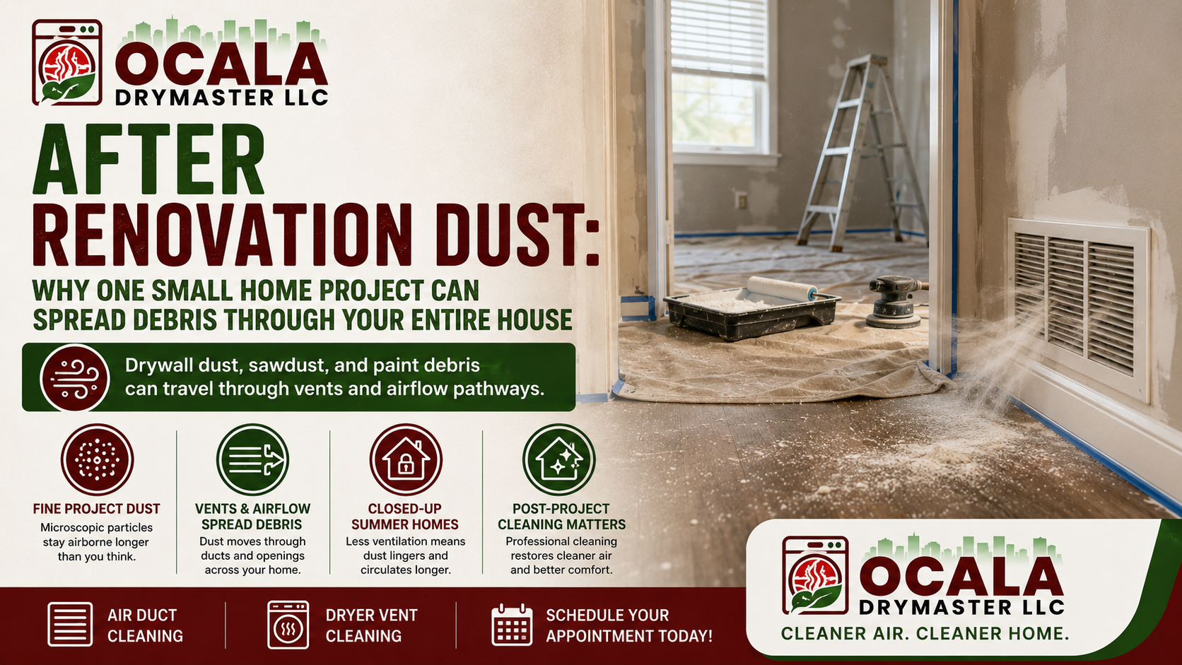 room getting renovated with dust in the air