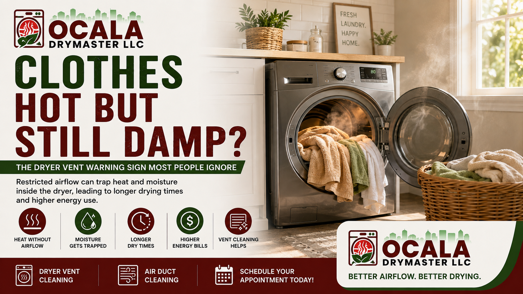Towels in dryer still damp from clogged vent